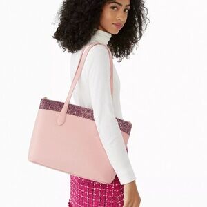 NEW Kate Spade Flash Glitter Pink Tote Large